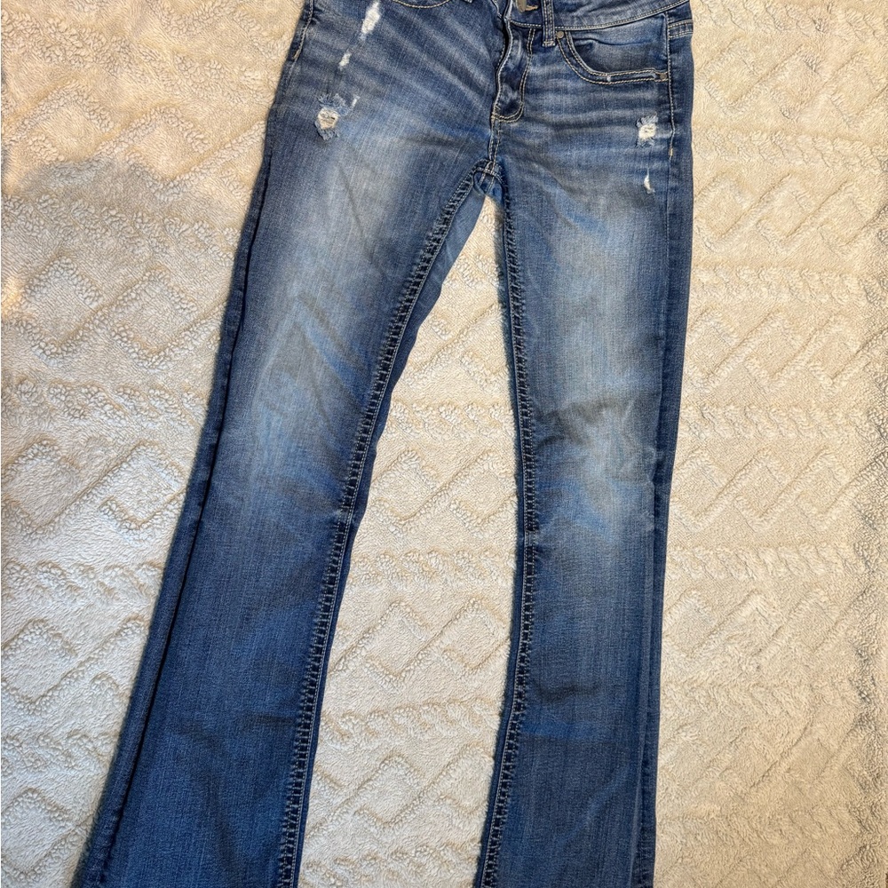 BKE Distressed Blue Boot Cut Jeans